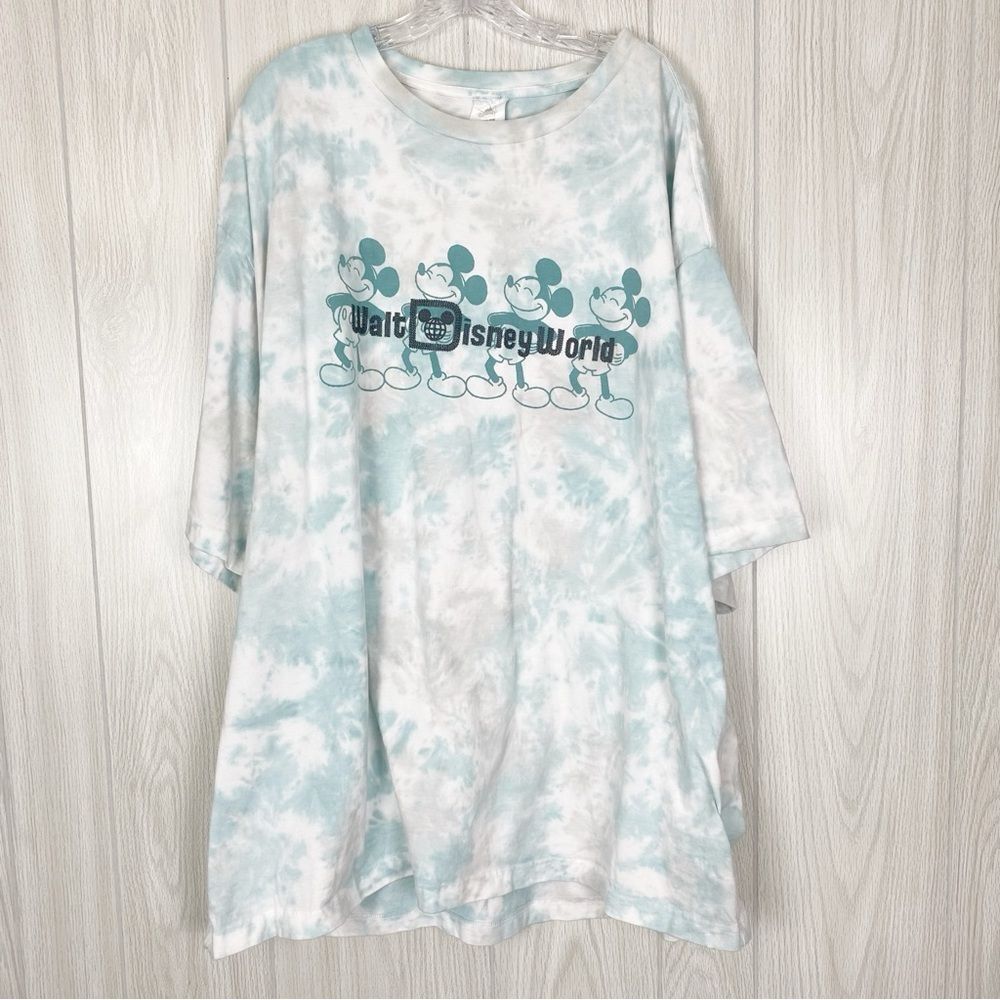Walt Disney World | Teal Tie-Dyed Embroidered Logo Graphic Tee Size XXL